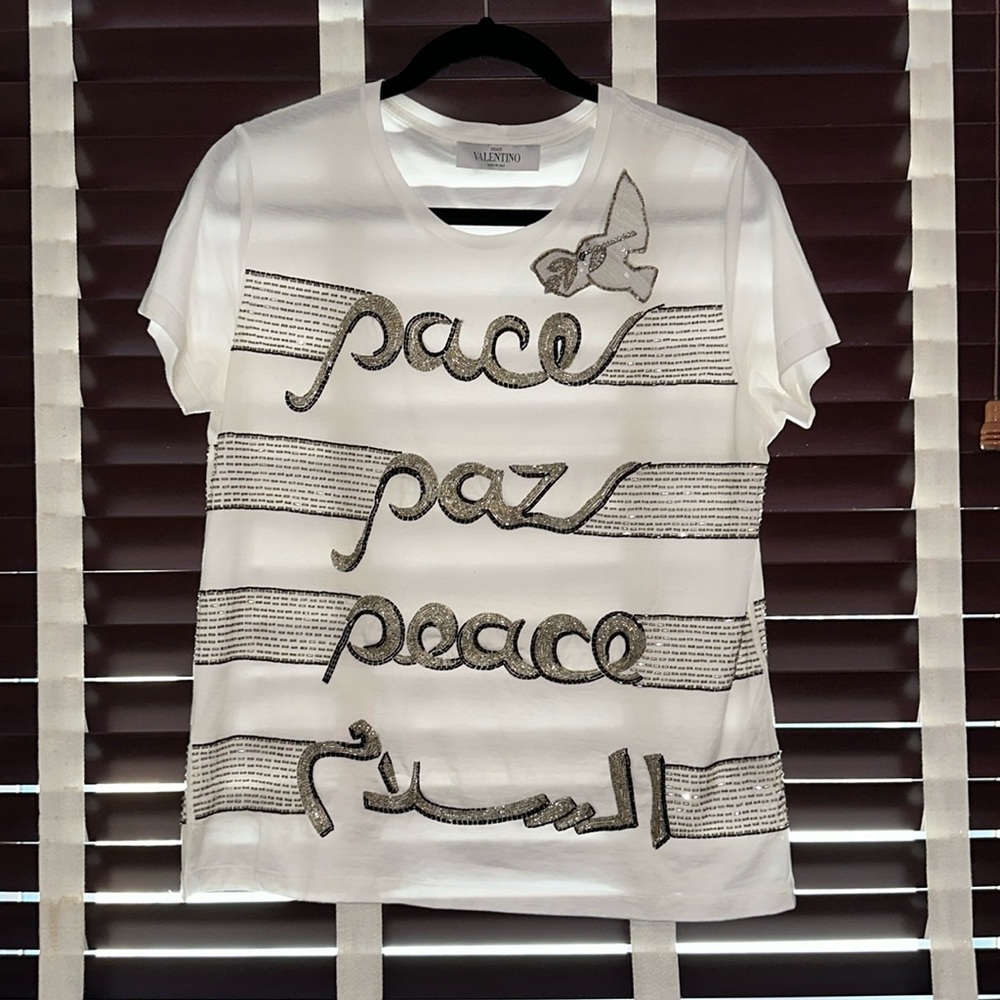 VALENTINO Natale Beaded Peace sequin shirt
